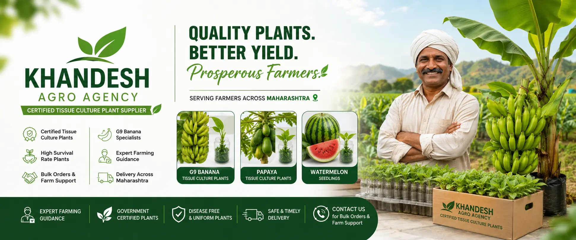 Khandesh Agro Agency — certified tissue culture plant supplier serving farmers across Maharashtra